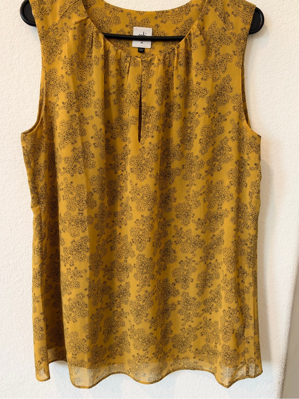 CAbi Mustard Yellow Printed Sleeveless Camisole